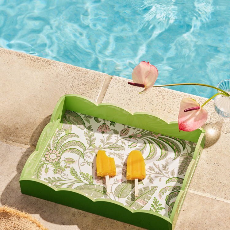 Palm Beach Green Lacquered Scallop Medium Tray - Addison Ross Ltd UK