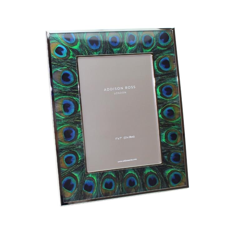 Peacock Feather & Silver Frame - Addison Ross Ltd UK