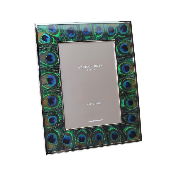 Peacock Feather & Silver Frame - Addison Ross Ltd UK
