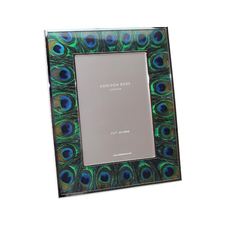 Peacock Feather & Silver Frame - Addison Ross Ltd UK