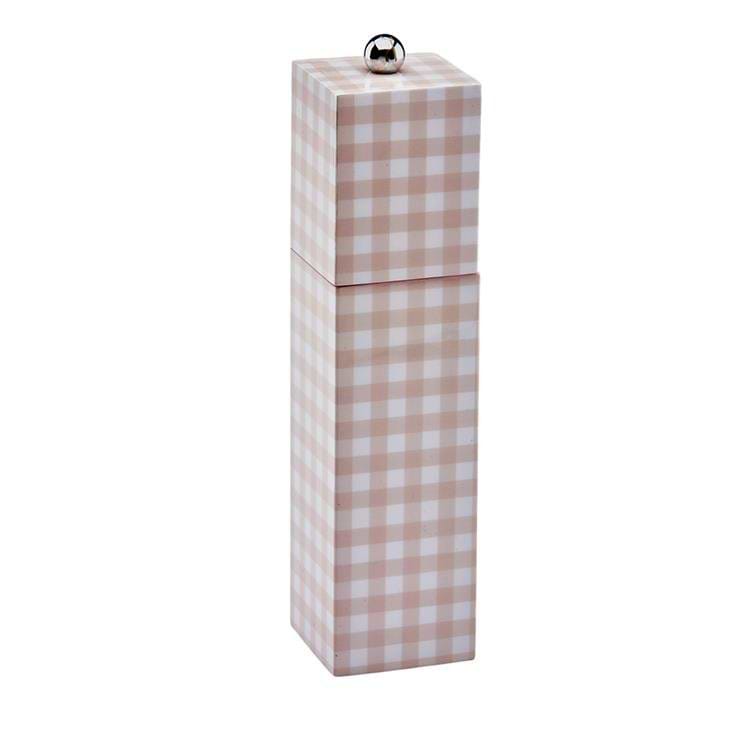 Pink Gingham Square Pillar Salt or Pepper Mill - Addison Ross Ltd UK