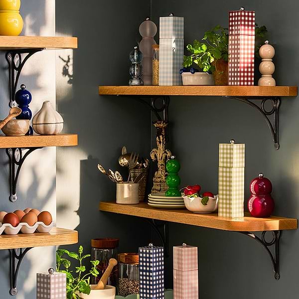 Pink Gingham Square Pillar Salt or Pepper Mill - Addison Ross Ltd UK