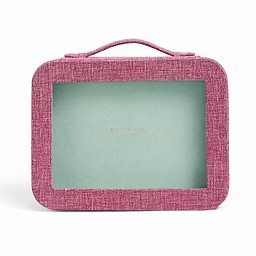 Pink Grasscloth & Eau de Nil Suede Interior Mahjong Travel Case