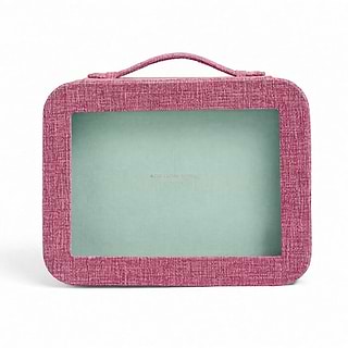 Pink Grasscloth & Eau de Nil Suede Interior Mahjong Travel Case