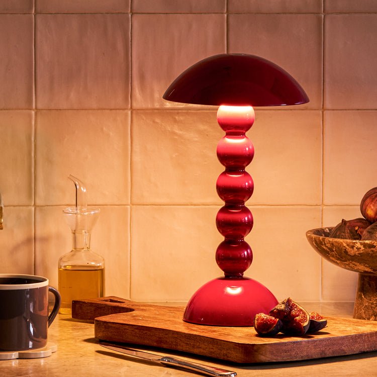 Red Lacquer Rechargeable Bobbin LED Lamp - Addison Ross Ltd UK