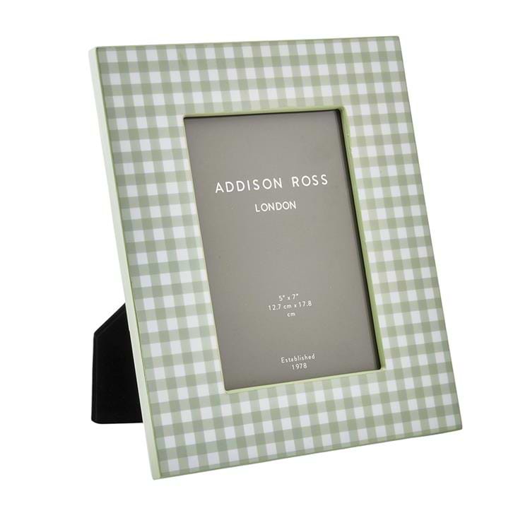 Sage Gingham Lacquer Photo Frame - Addison Ross Ltd UK