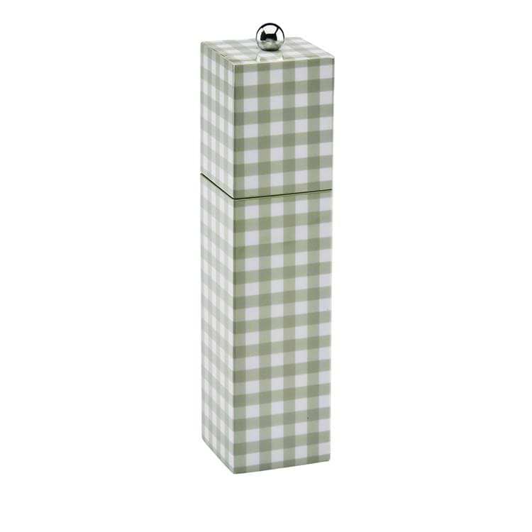 Sage Gingham Square Pillar Salt or Pepper Mill - Addison Ross Ltd UK