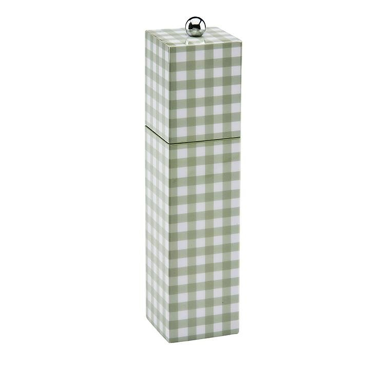 Sage Gingham Square Pillar Salt or Pepper Mill - Addison Ross Ltd UK