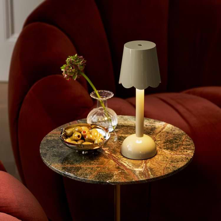 Sage Green Scallop Rechargeable LED Lamp - Addison Ross Ltd UK