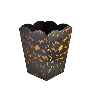Scalloped Lacquer Bin – Tortoiseshell