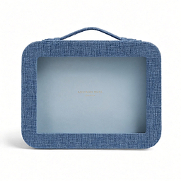 Sky Blue Grasscloth & Light Blue Suede Interior Mahjong Travel Case