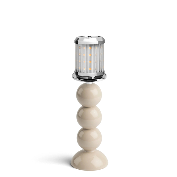 Small Cappuccino Bobbin Lamp Base & Rechargeable Bulb