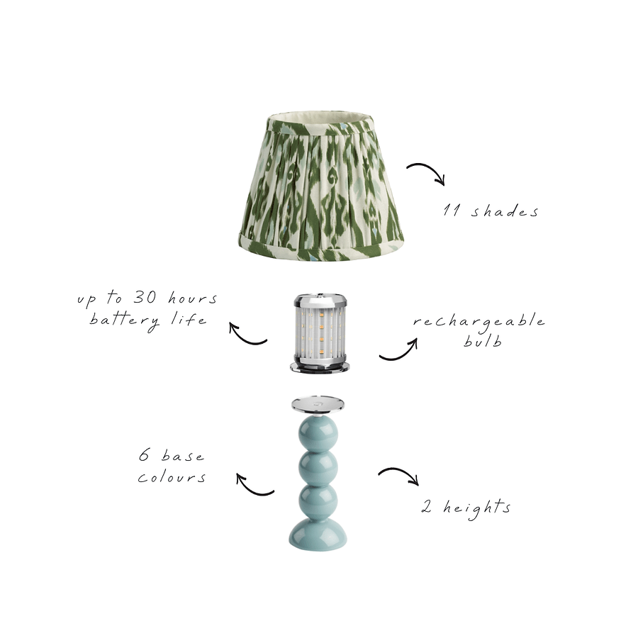 Small Cherry Bobbin Lamp Base & Rechargeable Bulb - Addison Ross Ltd UK