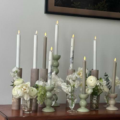 Small Sage Bobbin Candlestick - 10cm - Addison Ross Ltd UK