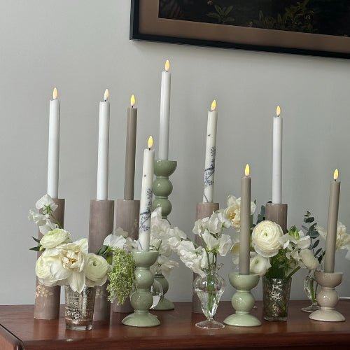 Small Sage Bobbin Candlestick - 10cm - Addison Ross Ltd UK