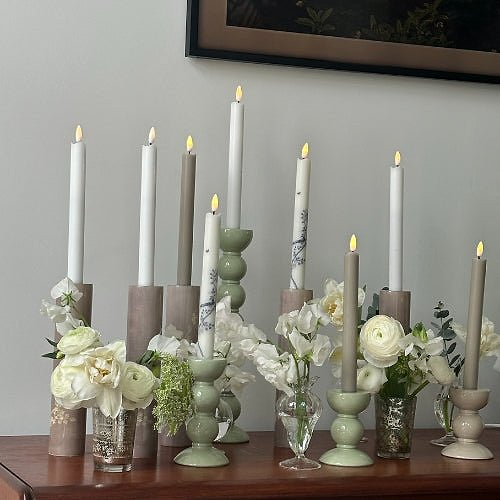 Small Sage Bobbin Candlestick - 10cm - Addison Ross Ltd UK