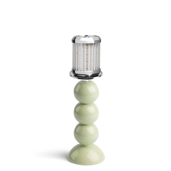 Small Sage Bobbin Lamp Base & Rechargeable Bulb