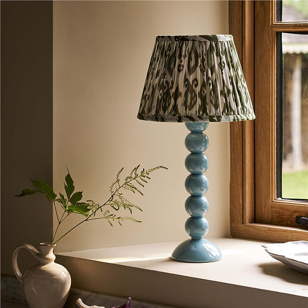 Tall Chambray Bobbin Lamp Base & Rechargeable Bulb