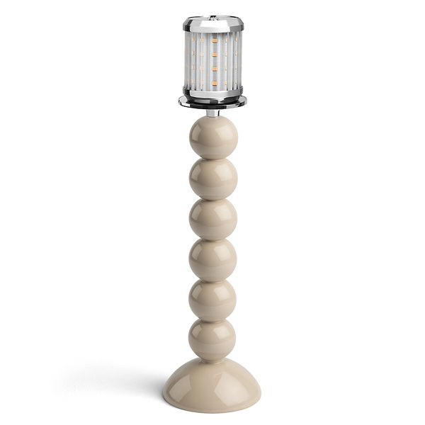 Tall Cappuccino Bobbin Lamp Base & Rechargeable Bulb