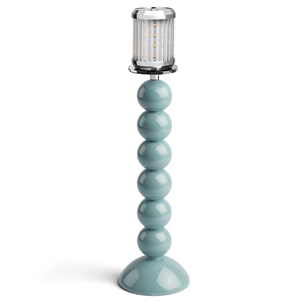 Tall Chambray Bobbin Lamp Base & Rechargeable Bulb