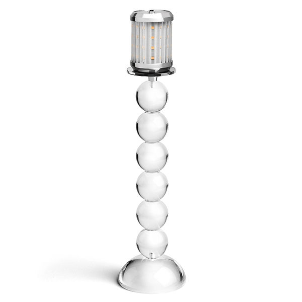 Tall Clear Bobbin Lamp Base & Rechargeable Bulb