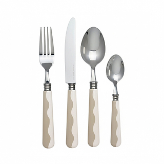 Wave Cutlery - Cappuccino & White (16‑Piece Set)