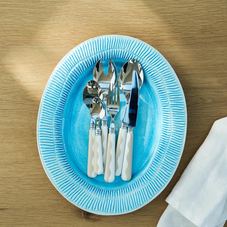 Wave Salad Servers - Cappuccino & White (2‑Piece Set) - Addison Ross Ltd UK