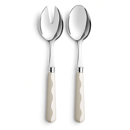 Wave Salad Servers - Cappuccino & White (2‑Piece Set)