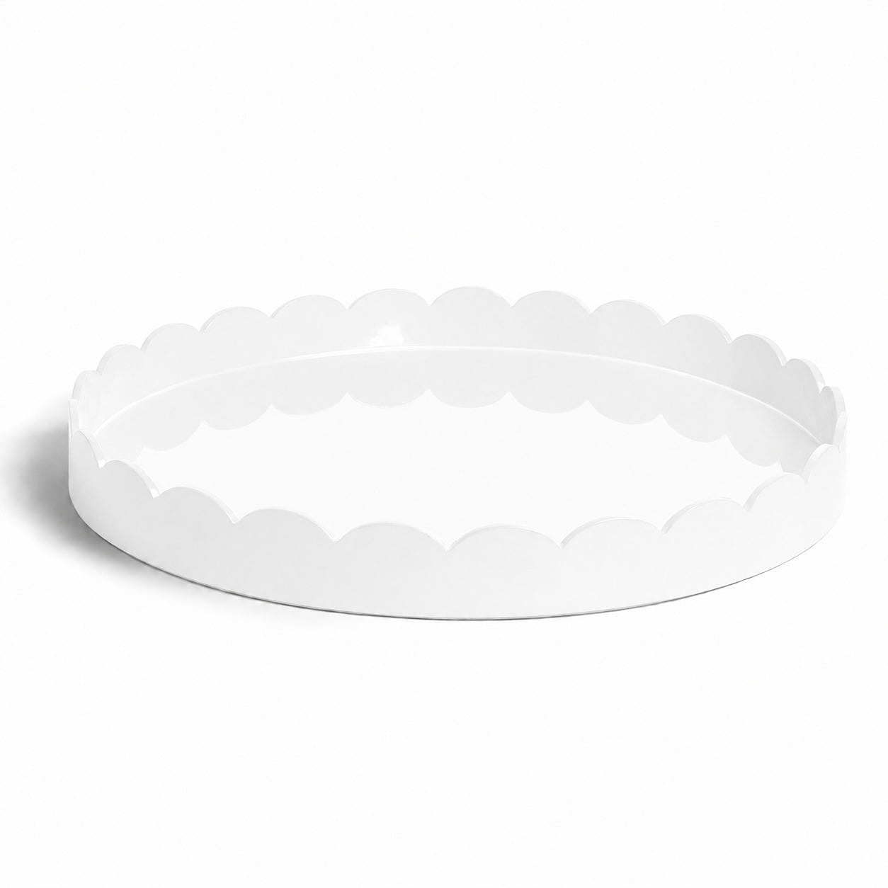 White Round Large Lacquered Scallop Tray - Addison Ross Ltd UK