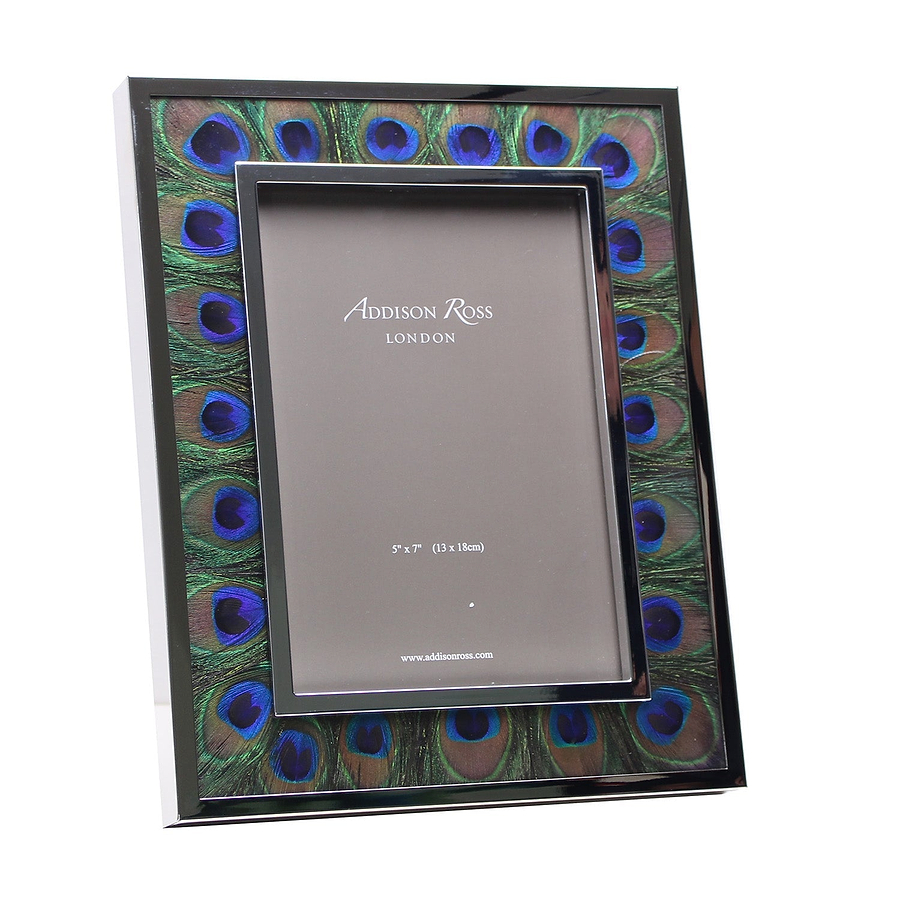 Wide Peacock Feather & Silver Frame - Addison Ross Ltd UK