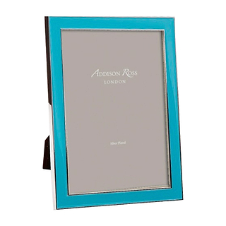 Aqua Blue Enamel & Silver Frame