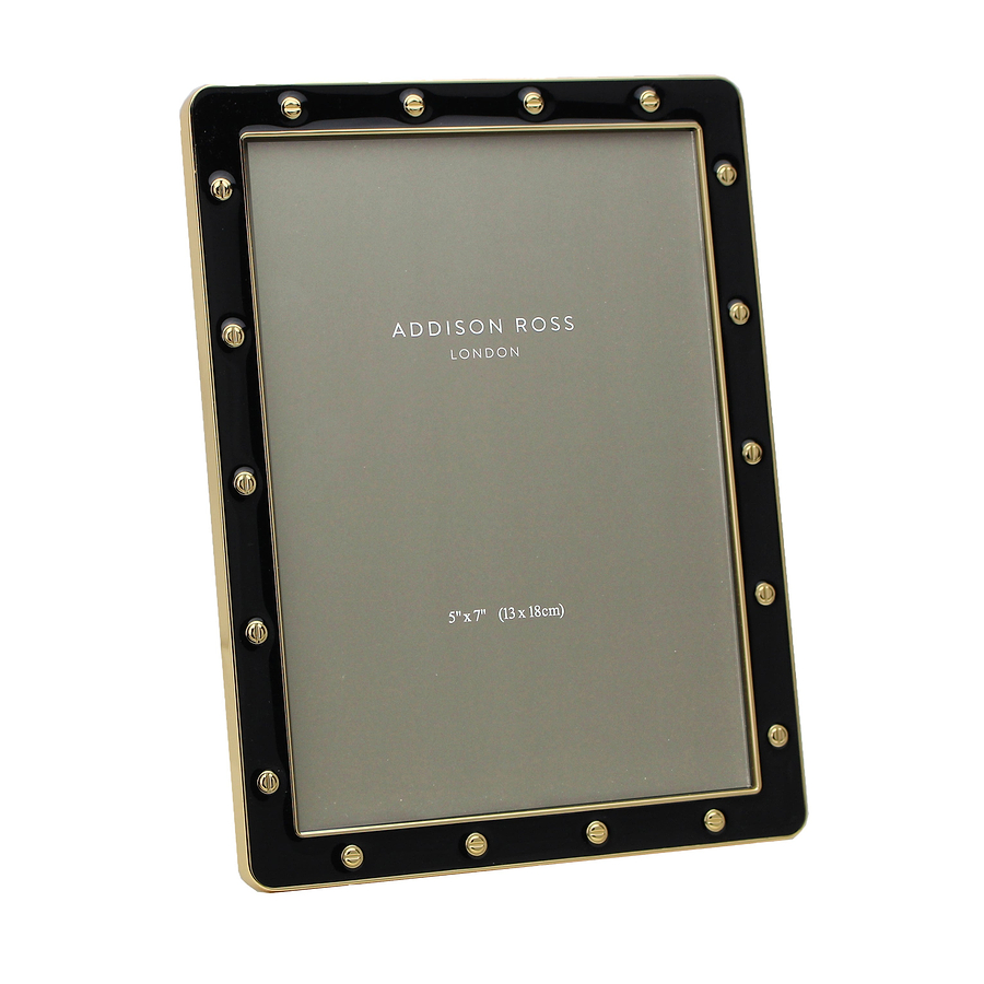 Black Enamel & Gold Locket Frame - Addison Ross Ltd UK