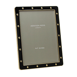 Black Enamel & Gold Locket Frame