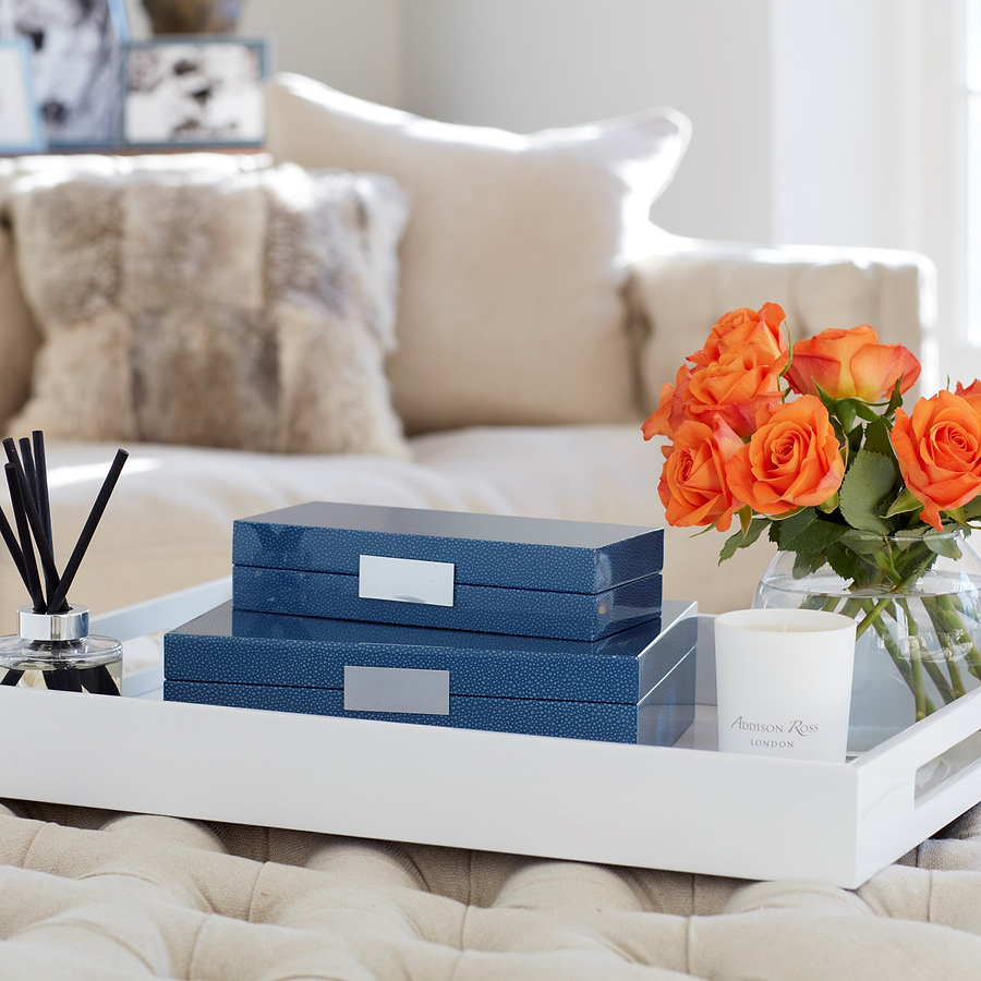 Blue Shagreen Box With Silver - Addison Ross Ltd UK