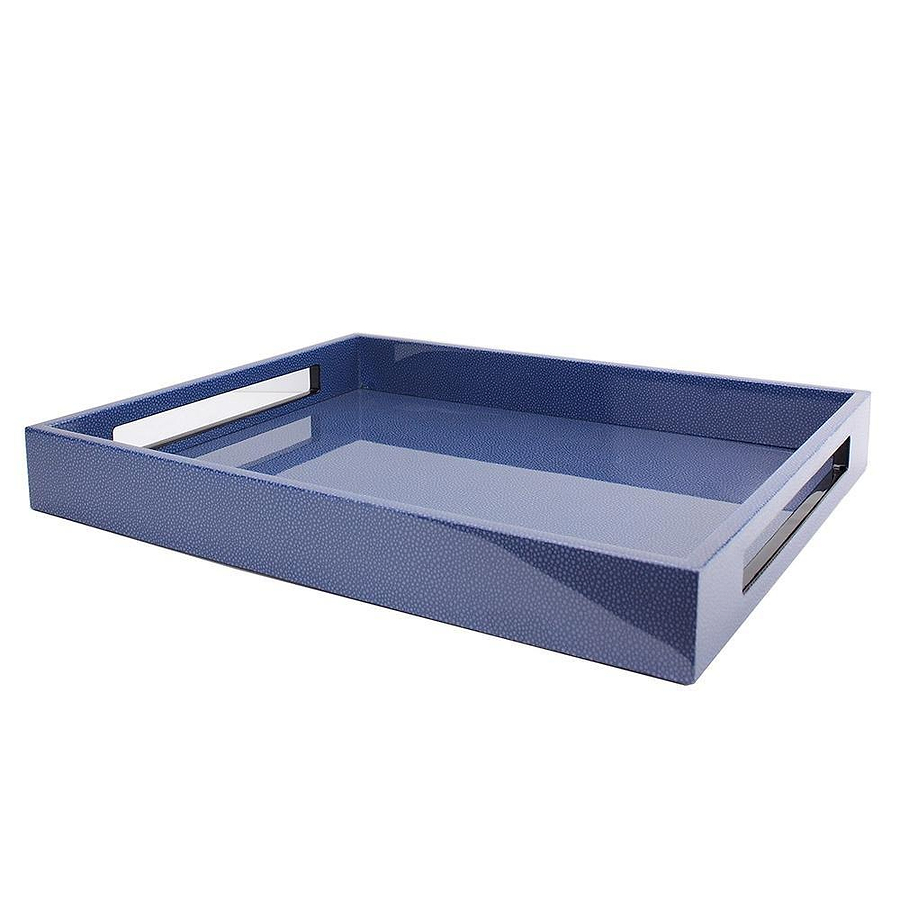 Blue Shagreen Medium Lacquered Serving Tray - Addison Ross Ltd UK