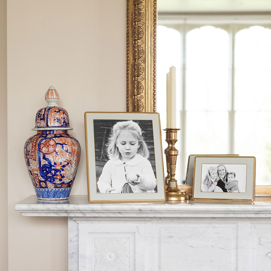 Chiffon Grey Enamel & Gold Curve Frame - Addison Ross Ltd UK