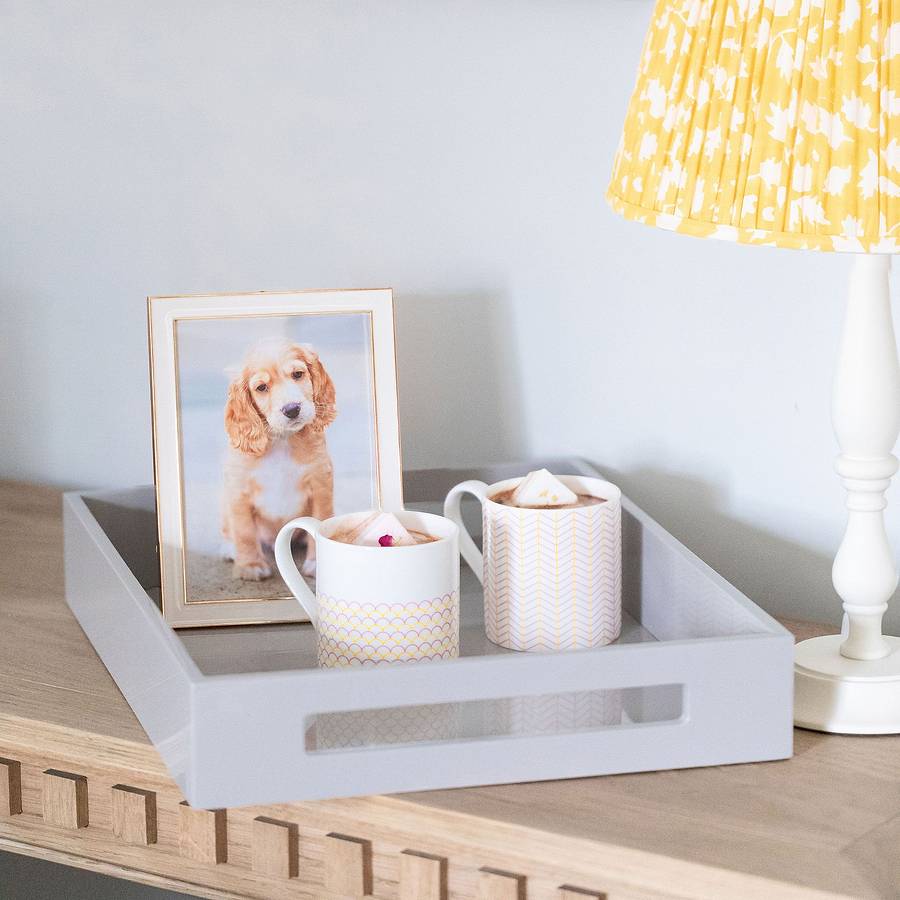 Chiffon Grey Medium Lacquered Serving Tray - Addison Ross Ltd UK