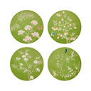 Green Chinoiserie Coasters - Set of 4