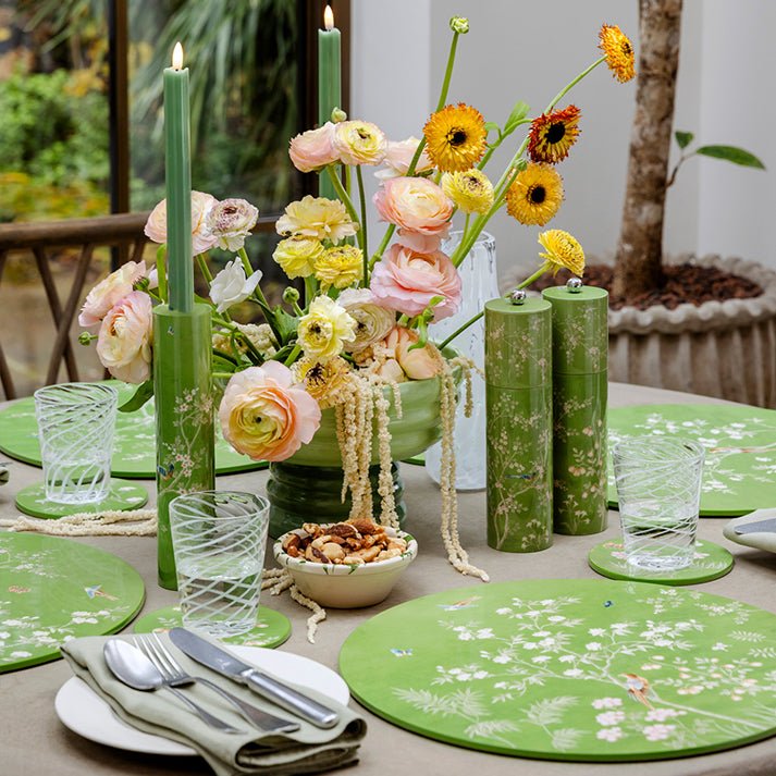Green Chinoiserie Coasters - Set of 4 - Addison Ross Ltd UK