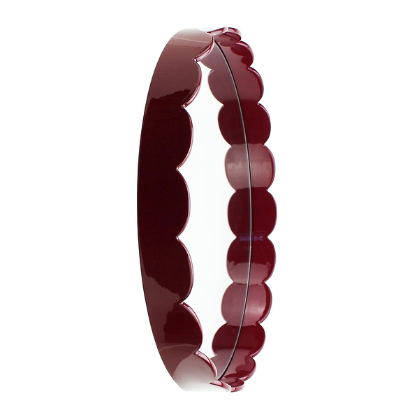 Deep Cherry Red Medium Scallop Round Mirror - Addison Ross Ltd UK