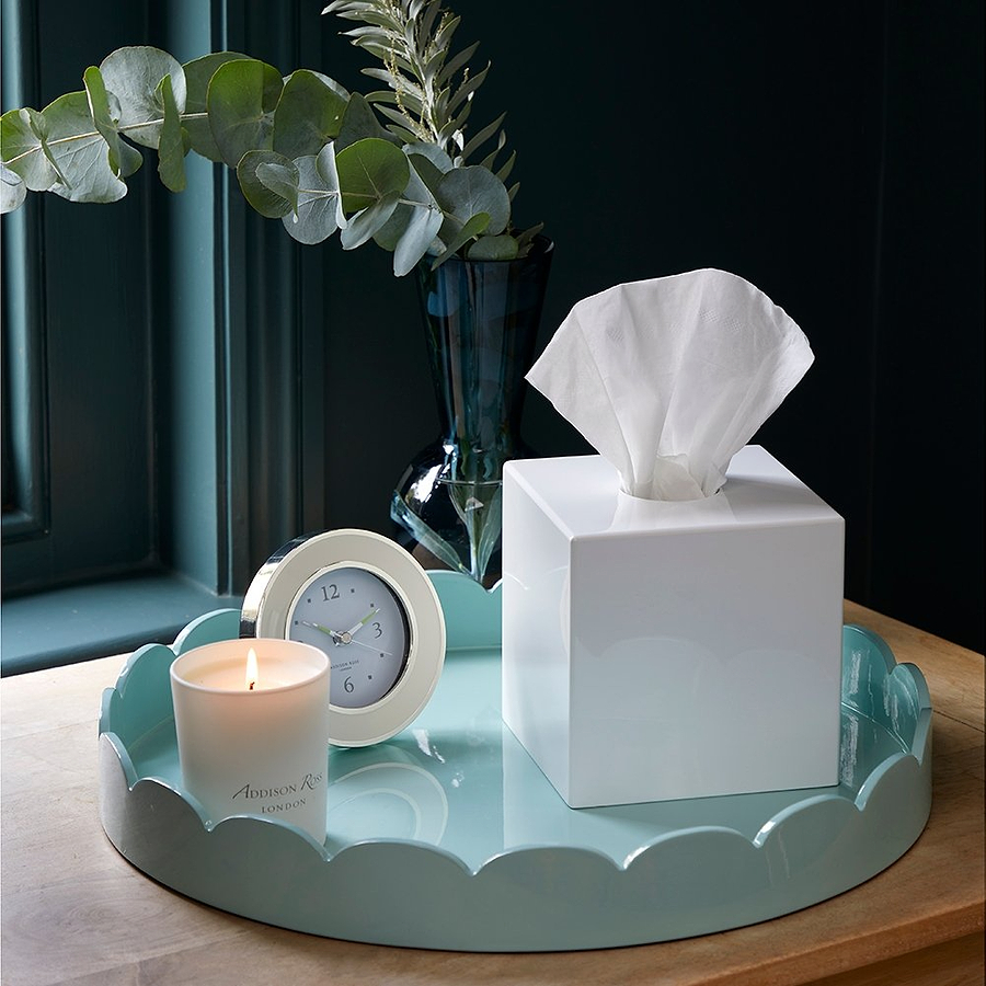 Eau de Nil Round Large Lacquered Scallop Tray - Addison Ross Ltd UK
