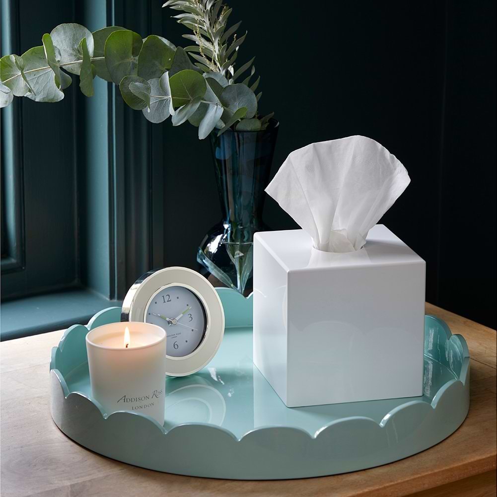 Eau de Nil Round Large Lacquered Scallop Tray - Addison Ross Ltd UK