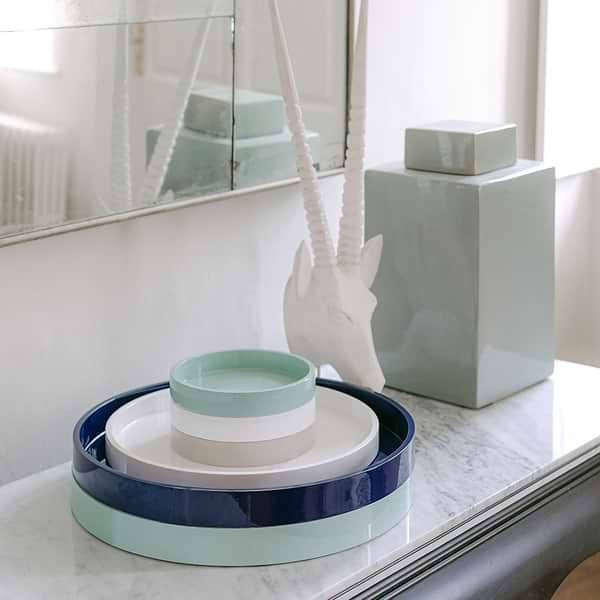 Eau De Nil Round Large Lacquered Tray - Addison Ross Ltd UK