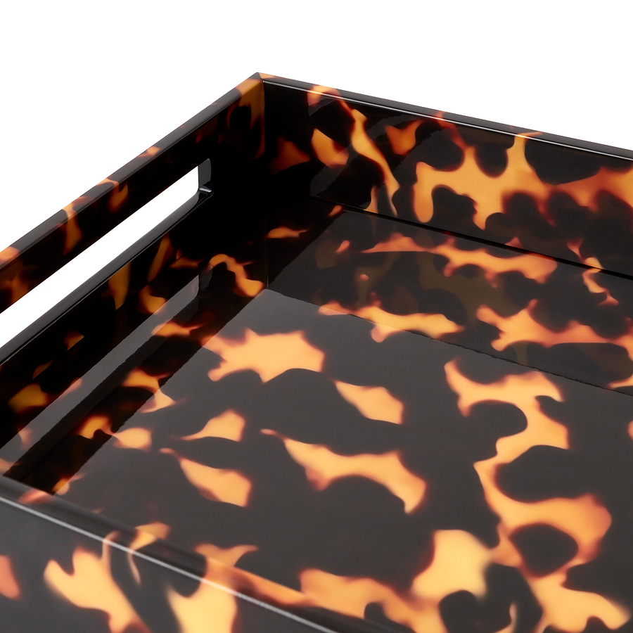 Faux Tortoise Medium Lacquered Serving Tray - Addison Ross Ltd UK