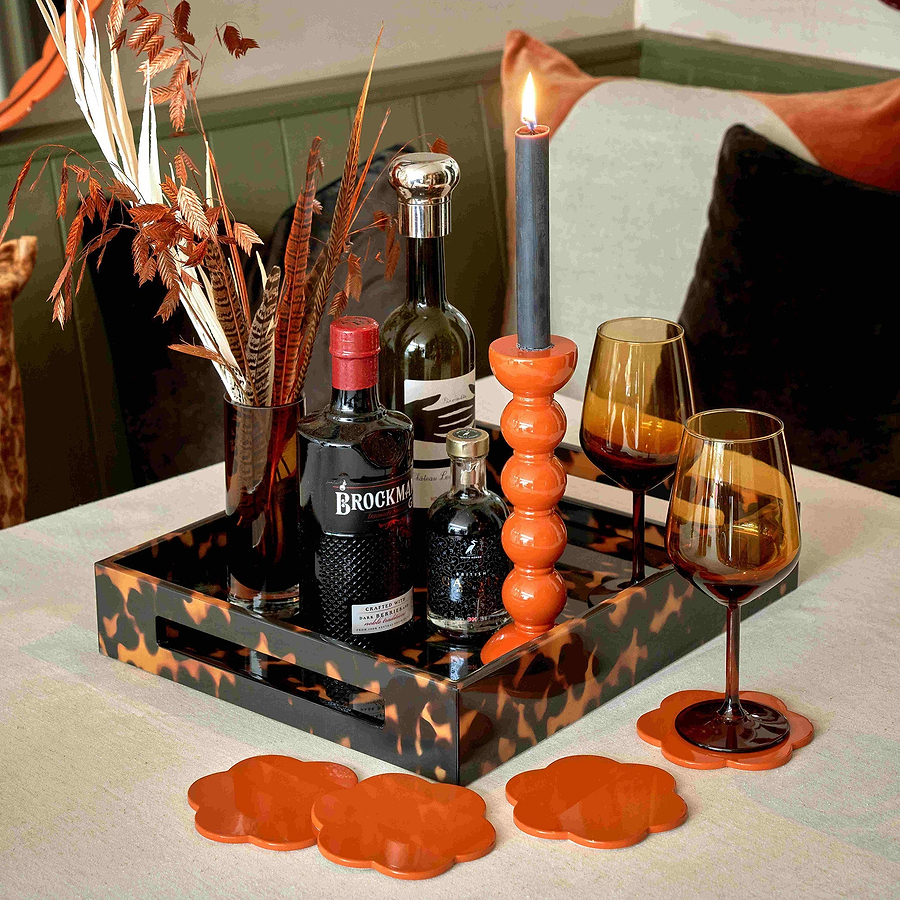 Faux Tortoise Medium Lacquered Serving Tray - Addison Ross Ltd UK