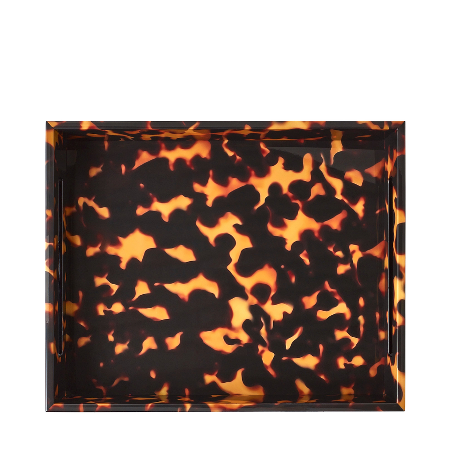 Faux Tortoise Medium Lacquered Serving Tray - Addison Ross Ltd UK