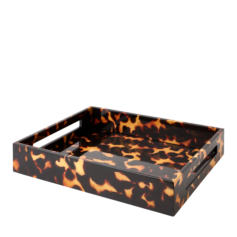 Faux Tortoise Medium Lacquered Serving Tray - Addison Ross Ltd UK