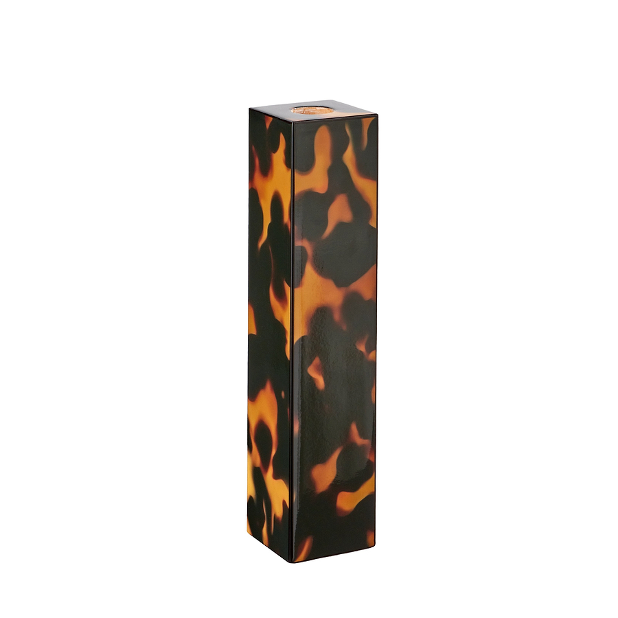 Faux Tortoiseshell Lacquer Tall Candlestick - 24cm - Addison Ross Ltd UK