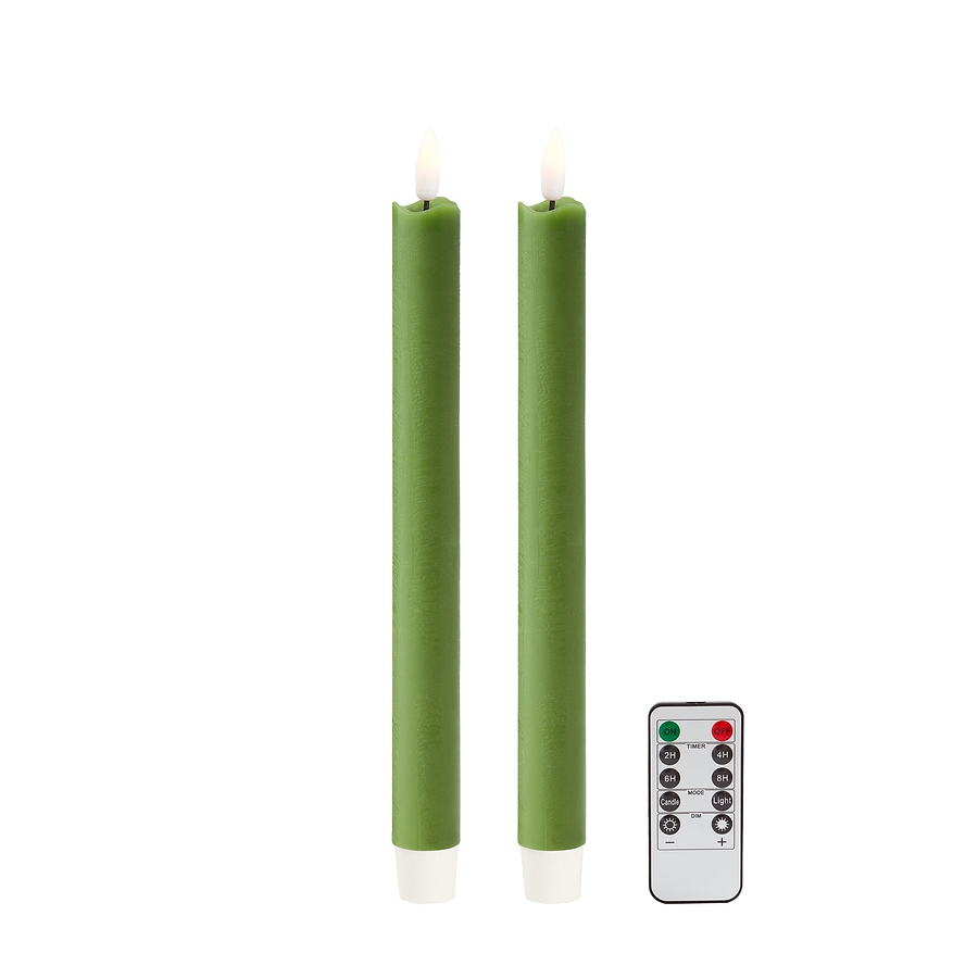 Green LED Candles - Set of 2 - Addison Ross Ltd UK