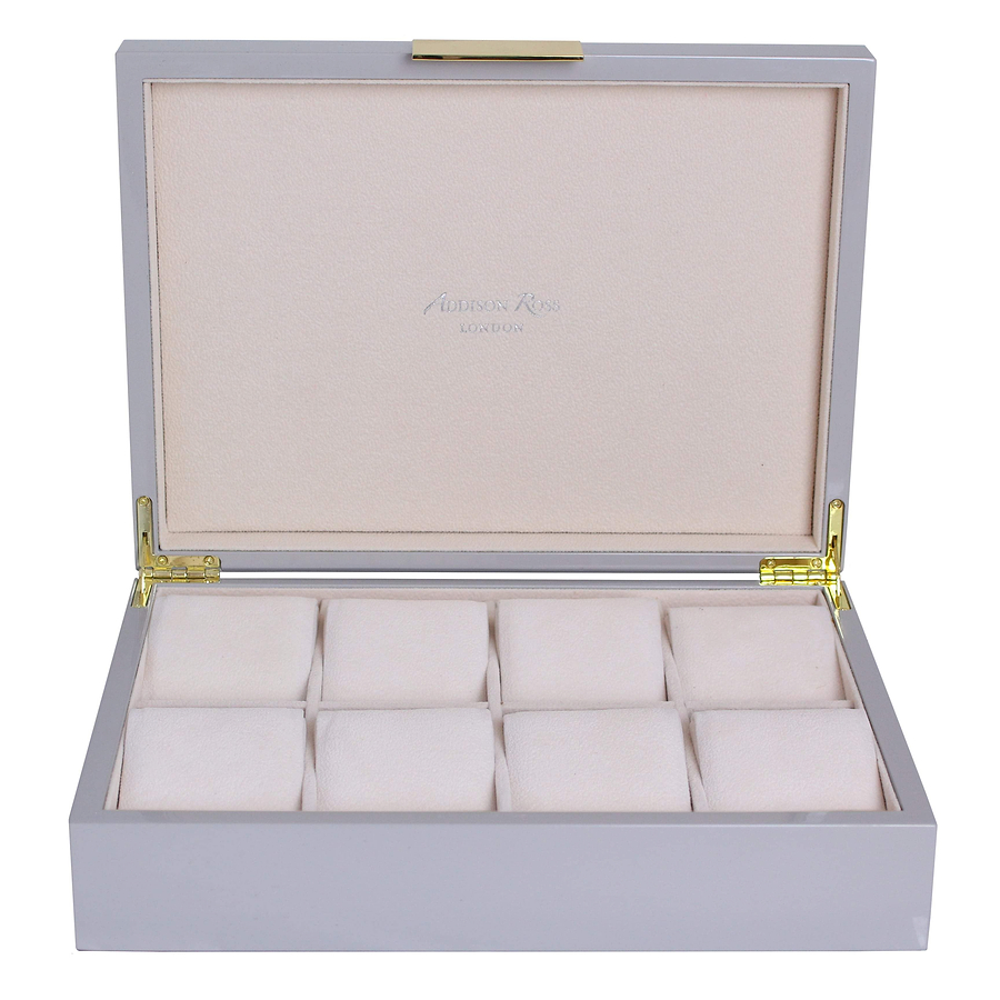 Large Chiffon Grey & Gold Watch Box - Addison Ross Ltd UK